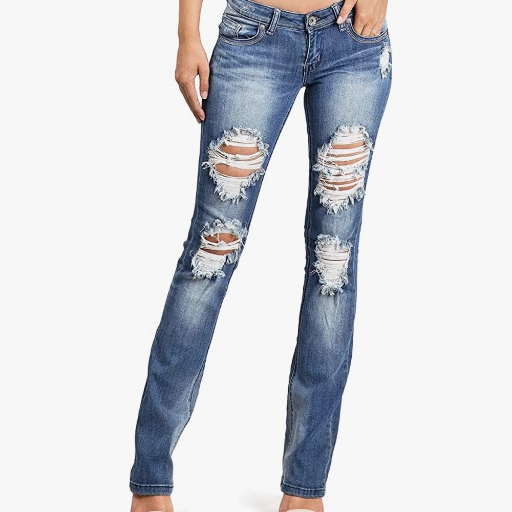 MACHINE JEANS - Distressed Boot Cut